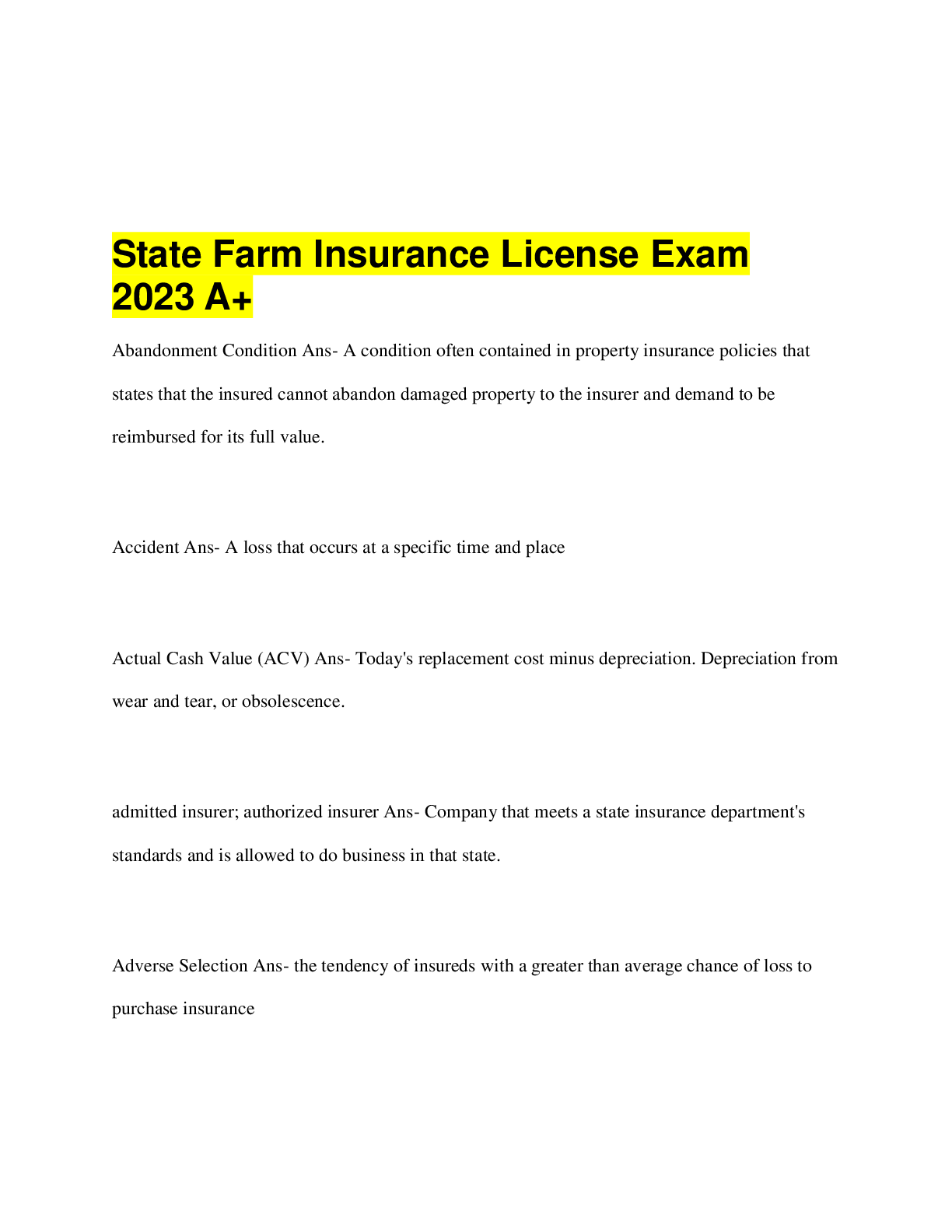State Farm Insurance License Exam 2023 Update Browsegrades